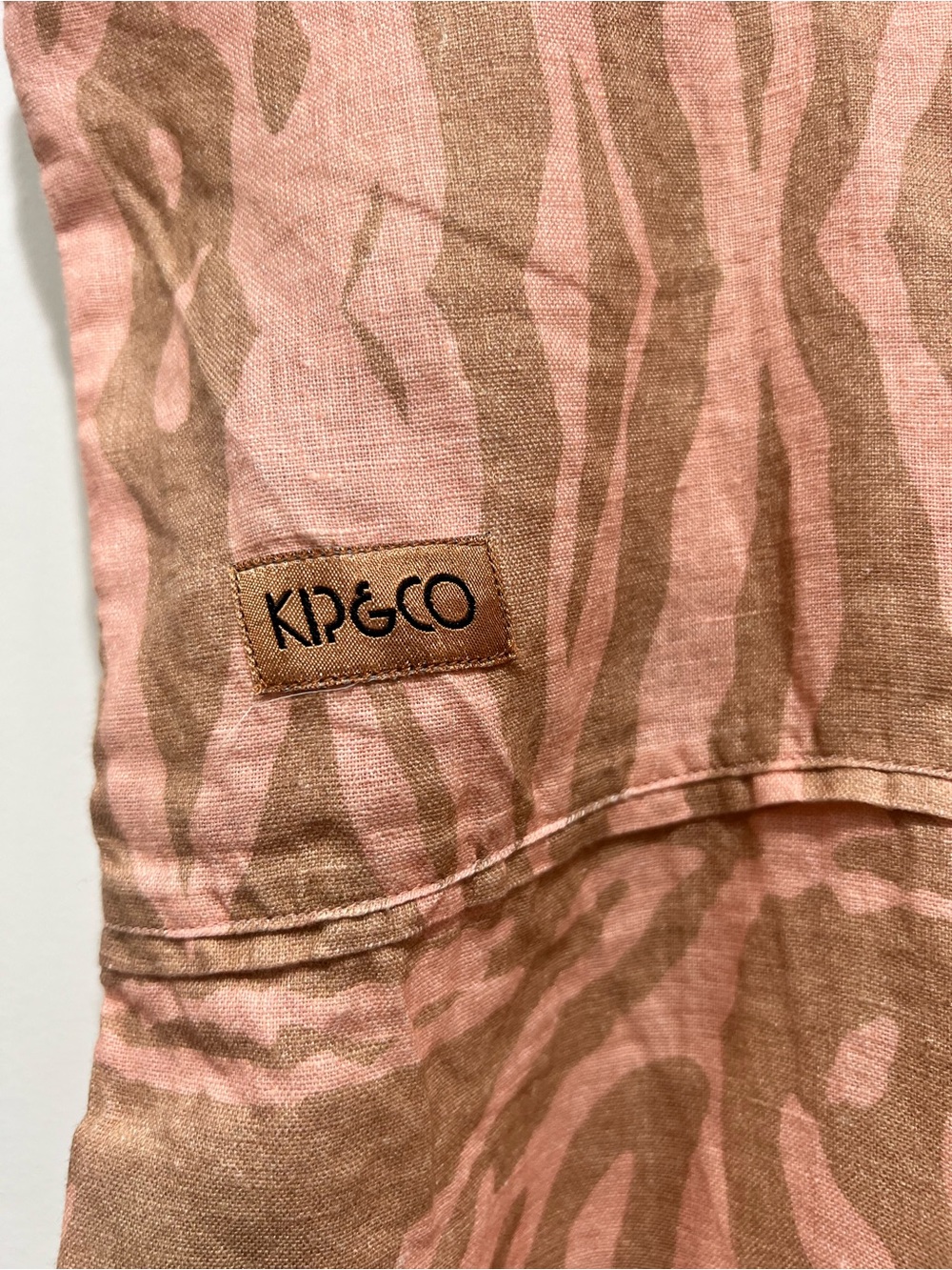 Kip & Co Pink and Tan 100% French Linen Pillowcase NWOT.